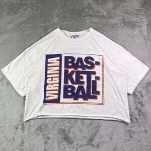 Vintage Reebok Virginia Basketball Cropped T-Shirt Women’s XL White Made in USA